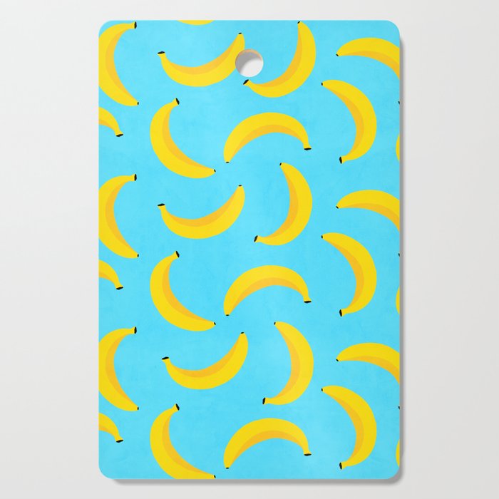Minimal bold and vibrant banana pattern yellow on blue Cutting Board Gallery Image 1