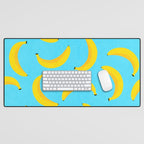 Minimal bold and vibrant banana pattern yellow on blue Desk Mat Gallery Image 1
