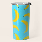 Minimal bold and vibrant banana pattern yellow on blue Travel Mug Gallery Image 2