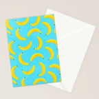 Minimal bold and vibrant banana pattern yellow on blue Stationery Card Gallery Image 2