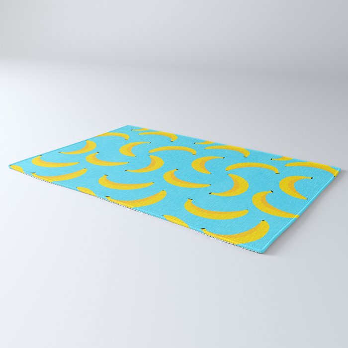 Minimal bold and vibrant banana pattern yellow on blue Rug Gallery Image 3