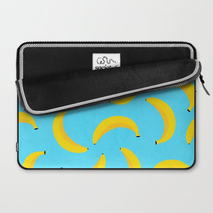 Minimal bold and vibrant banana pattern yellow on blue Laptop Sleeve Gallery Image 2