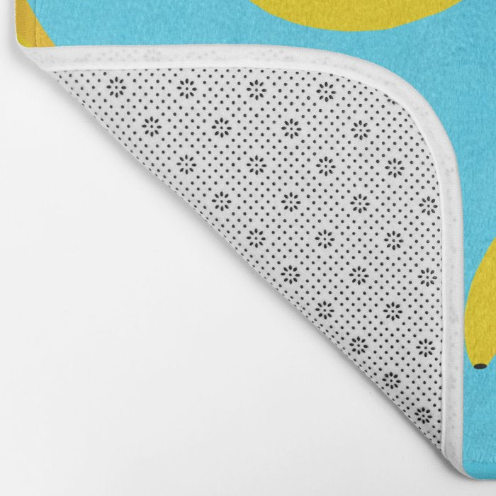 Minimal bold and vibrant banana pattern yellow on blue Bath Mat Gallery Image 2