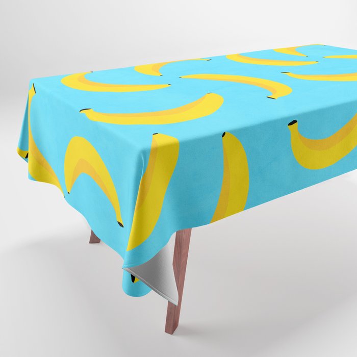 Minimal bold and vibrant banana pattern yellow on blue Tablecloth Gallery Image 1