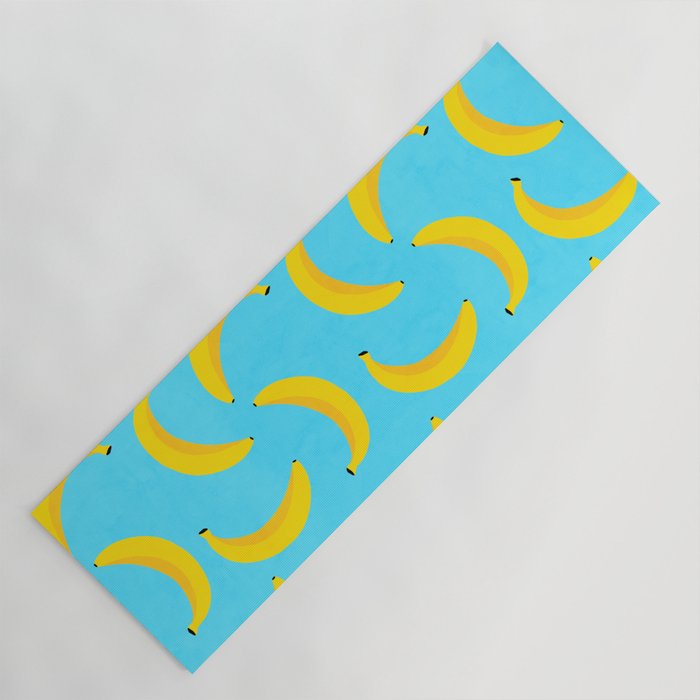 Minimal bold and vibrant banana pattern yellow on blue Yoga Mat Gallery Image 1