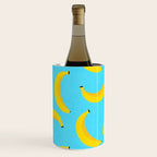 Minimal bold and vibrant banana pattern yellow on blue Wine Chiller Gallery Image 2
