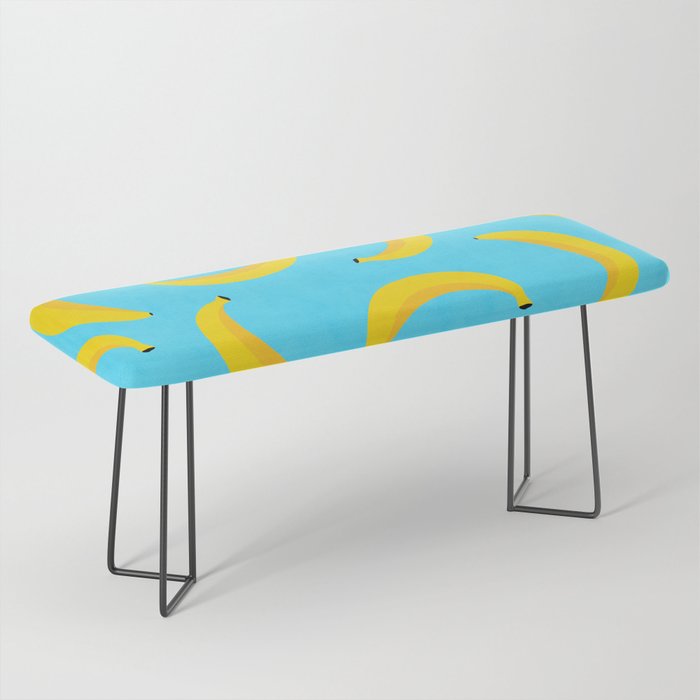 Minimal bold and vibrant banana pattern yellow on blue Bench Gallery Image 1