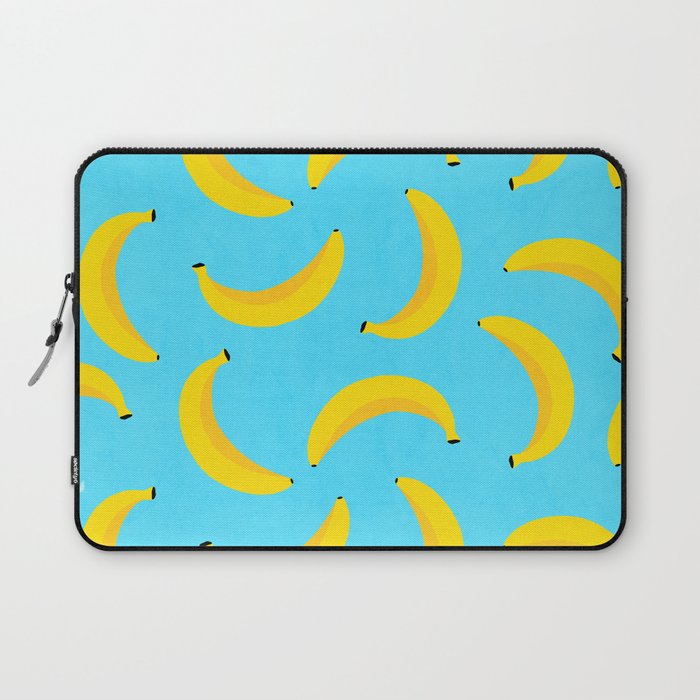 Minimal bold and vibrant banana pattern yellow on blue Laptop Sleeve Gallery Image 1