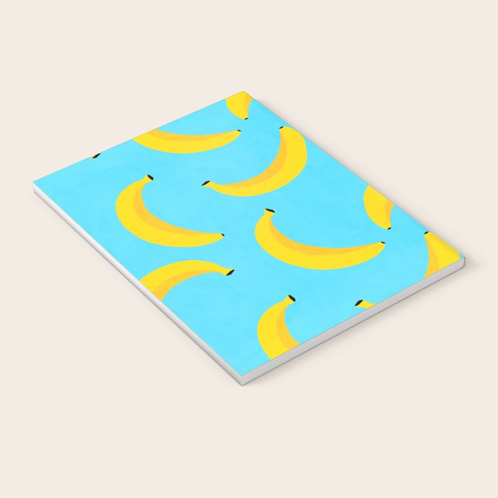 Minimal bold and vibrant banana pattern yellow on blue Notebook Gallery Image 3