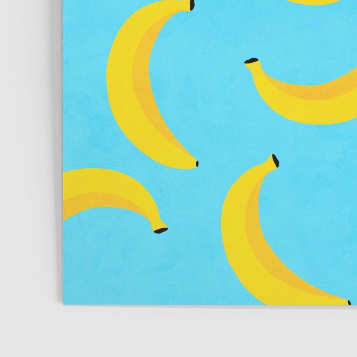 Minimal bold and vibrant banana pattern yellow on blue Poster Gallery Image 3