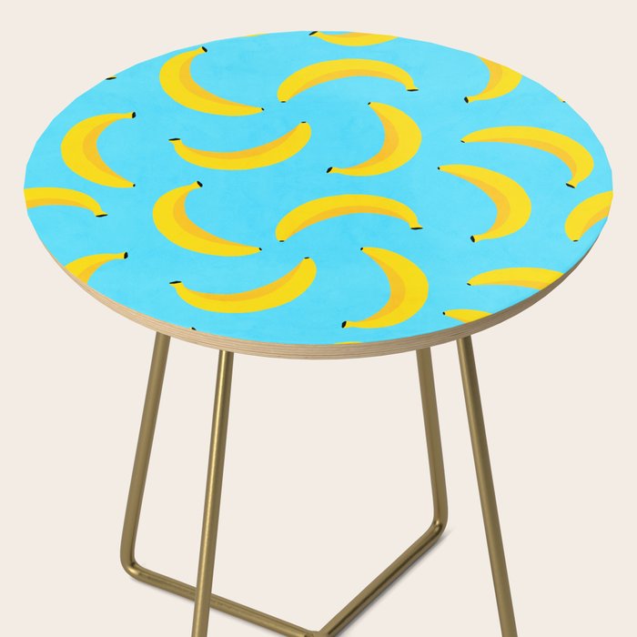Minimal bold and vibrant banana pattern yellow on blue Side Table Gallery Image 2