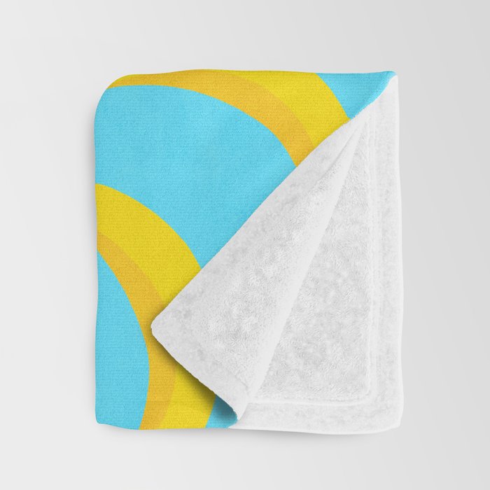 Minimal bold and vibrant banana pattern yellow on blue Throw Blanket Gallery Image 3