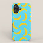 Minimal bold and vibrant banana pattern yellow on blue iPhone Case Gallery Image 1