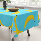 Minimal bold and vibrant banana pattern yellow on blue Tablecloth Gallery Image 3