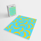 Minimal bold and vibrant banana pattern yellow on blue Jigsaw Puzzle Gallery Image 2