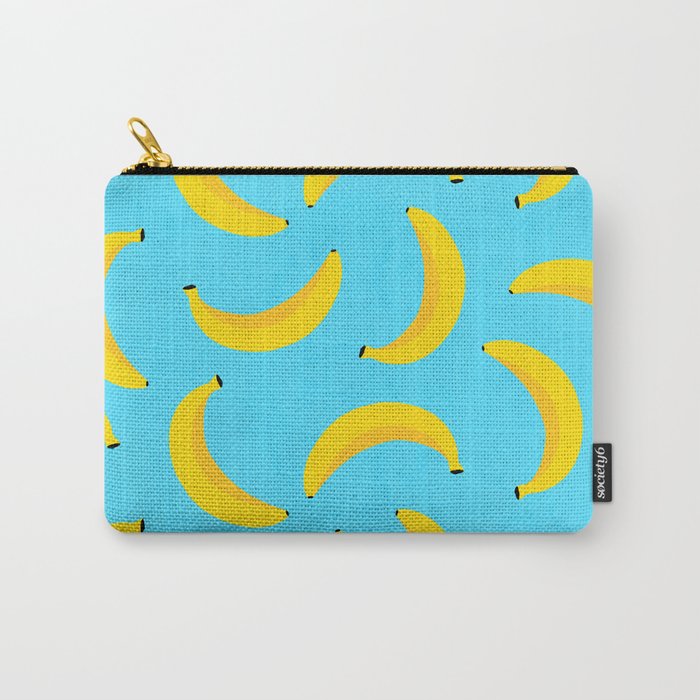 Minimal bold and vibrant banana pattern yellow on blue Carry All Pouch Gallery Image 1