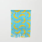 Minimal bold and vibrant banana pattern yellow on blue Wall Hanging Gallery Image 1