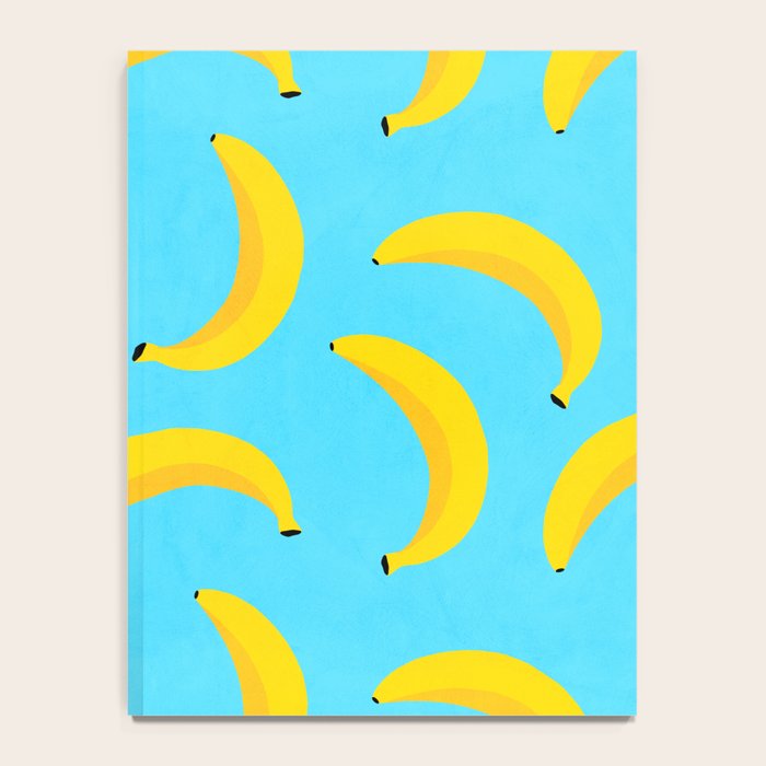 Minimal bold and vibrant banana pattern yellow on blue Notebook Gallery Image 4