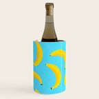 Minimal bold and vibrant banana pattern yellow on blue Wine Chiller Gallery Image 3
