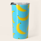 Minimal bold and vibrant banana pattern yellow on blue Travel Mug Gallery Image 3