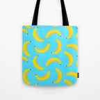 Minimal bold and vibrant banana pattern yellow on blue Tote Bag Gallery Image 1