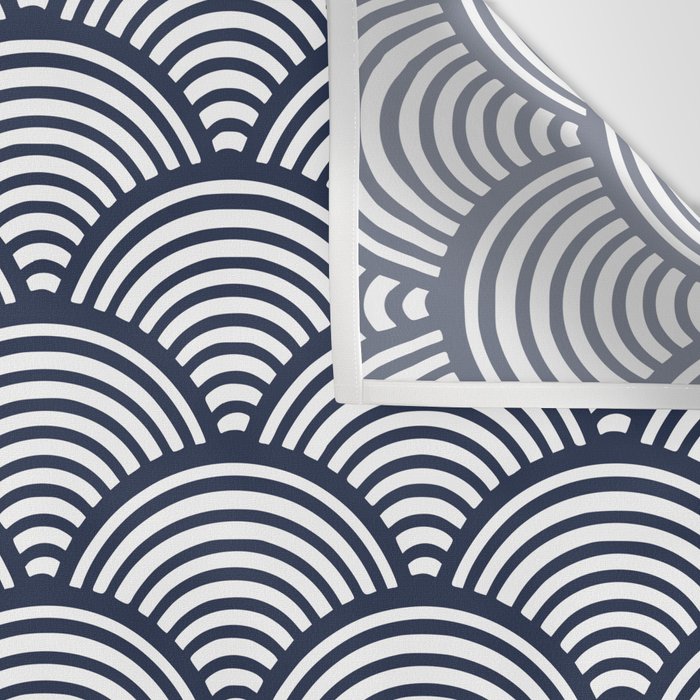 Japanese Waves Navy Wall Tapestry Gallery Image 3