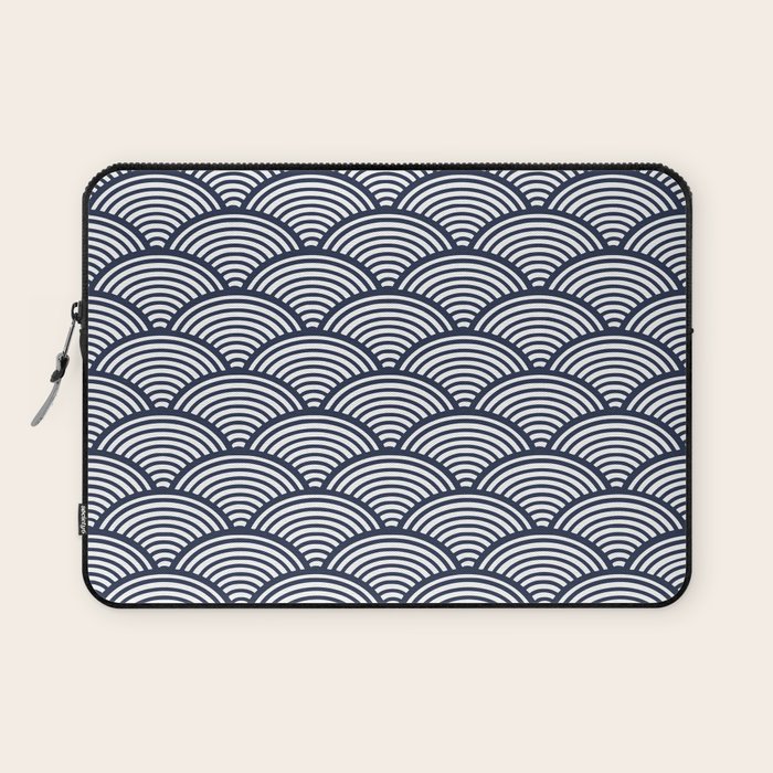 Japanese Waves Navy Laptop Sleeve Gallery Image 1