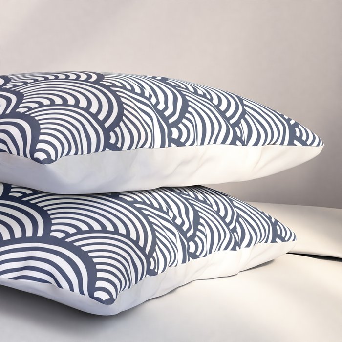 Japanese Waves Navy Pillow Sham Gallery Image 3