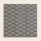 Japanese Waves Navy Wood Wall Art Gallery Image 1