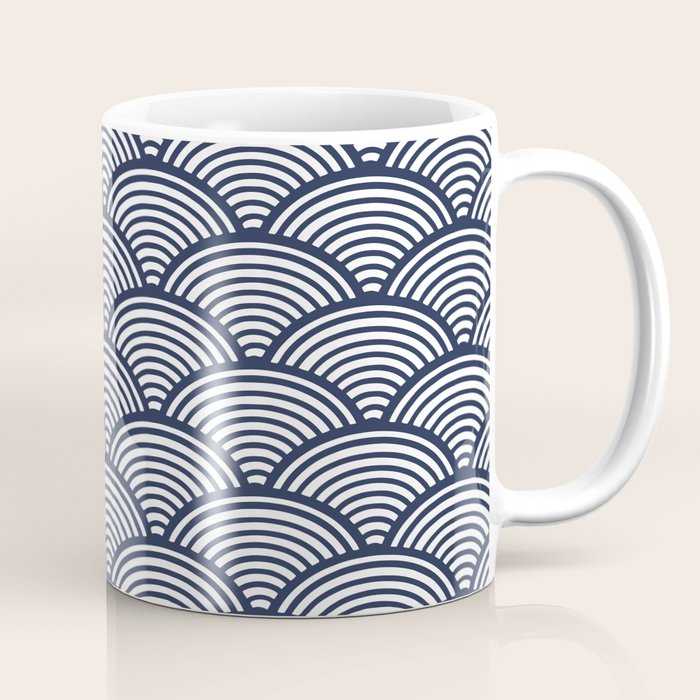 Japanese Waves Navy Coffee Mug Gallery Image 1