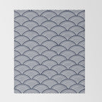 Japanese Waves Navy Throw Blanket Gallery Image 2