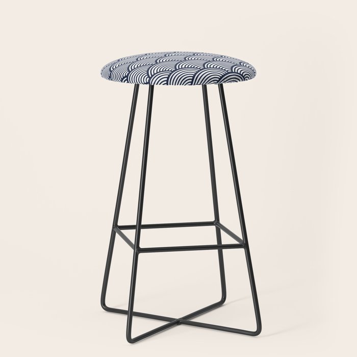 Japanese Waves Navy Stool Gallery Image 1