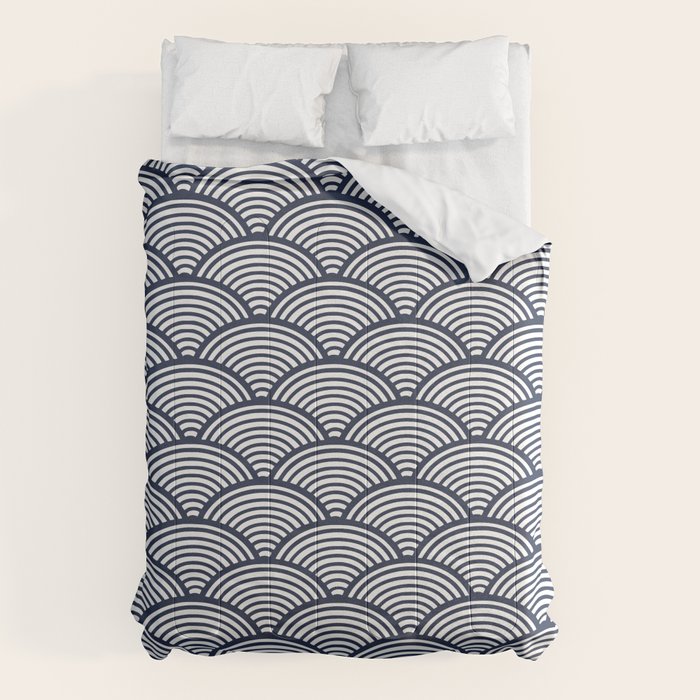 Japanese Waves Navy Comforter Gallery Image 1