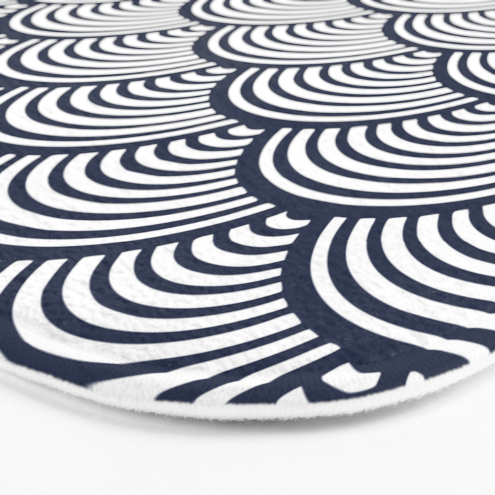Japanese Waves Navy Bath Mat Gallery Image 3