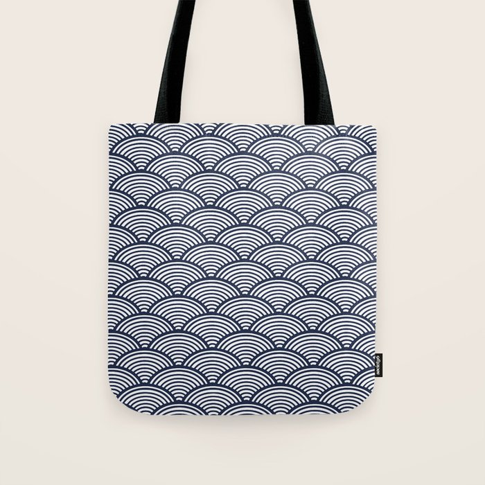 Japanese Waves Navy Tote Bag Gallery Image 1
