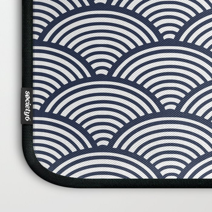 Japanese Waves Navy Laptop Sleeve Gallery Image 3