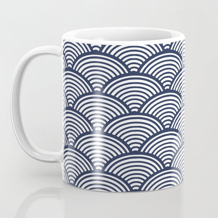 Japanese Waves Navy Coffee Mug Gallery Image 3