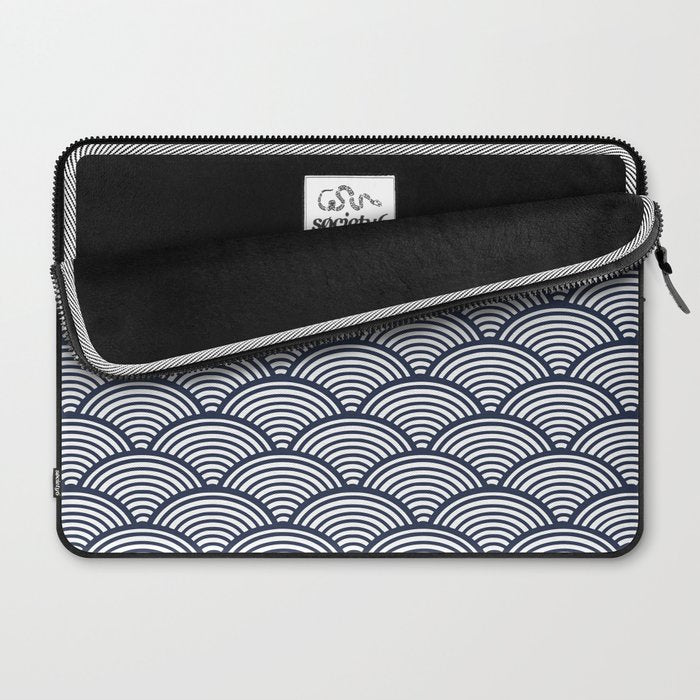 Japanese Waves Navy Laptop Sleeve Gallery Image 2