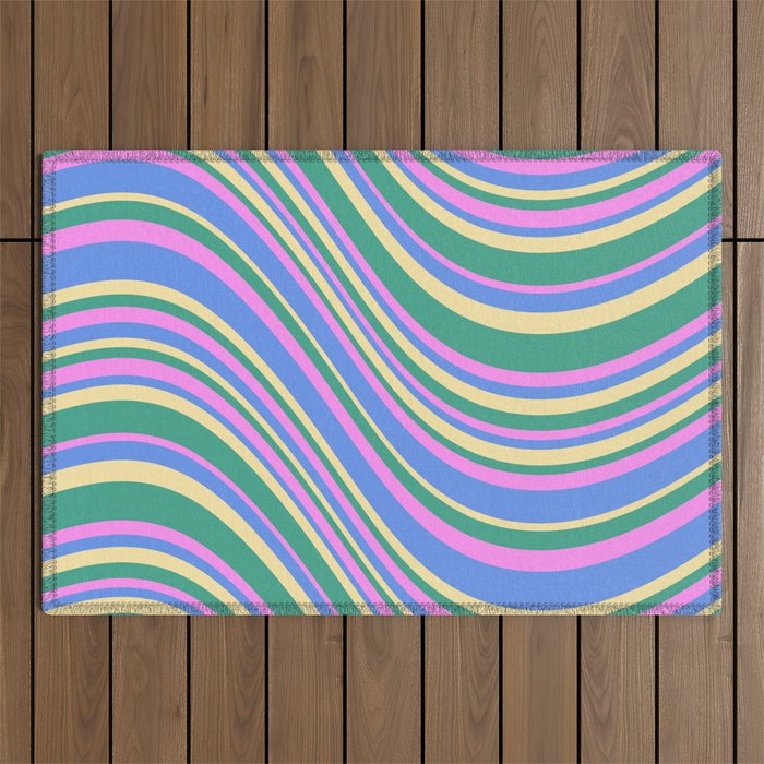 Wavy Stripes XV - 90s Pastel Outdoor Rug Gallery Image 1