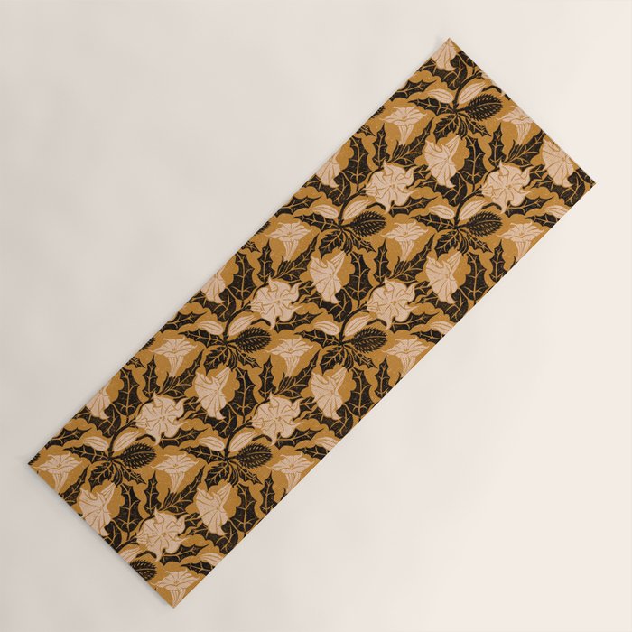 Moon Flower - Black, gold, peach pink Yoga Mat Gallery Image 1