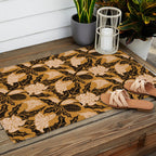 Moon Flower - Black, gold, peach pink Outdoor Rug Gallery Image 2