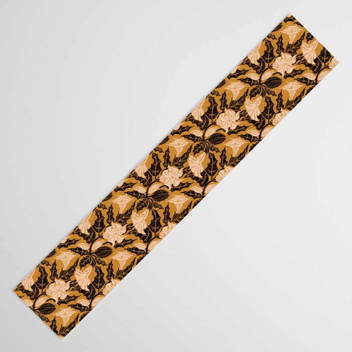 Moon Flower - Black, gold, peach pink Table Runner Gallery Image 3