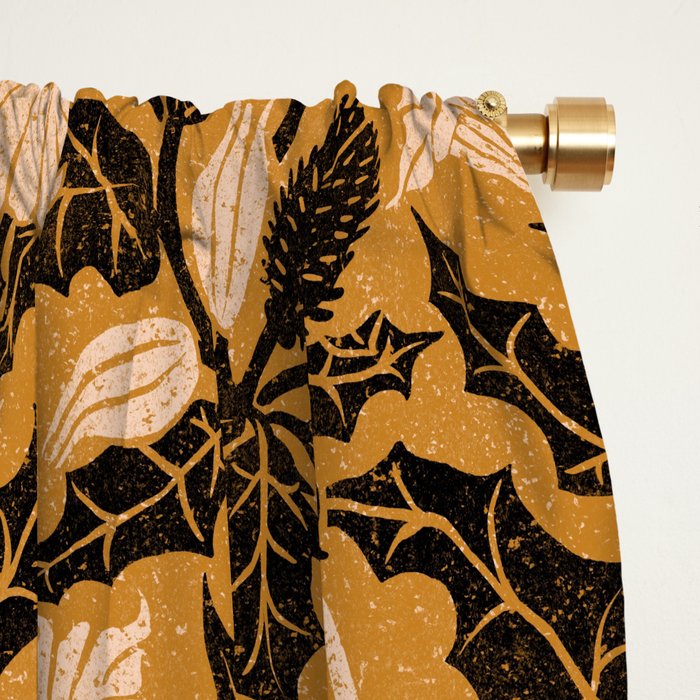 Moon Flower - Black, gold, peach pink Window Curtain Gallery Image 2