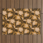 Moon Flower - Black, gold, peach pink Outdoor Rug Gallery Image 1