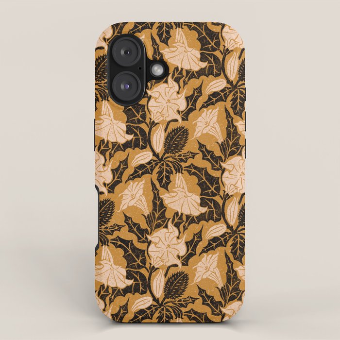 Moon Flower - Black, gold, peach pink iPhone Case Gallery Image 1