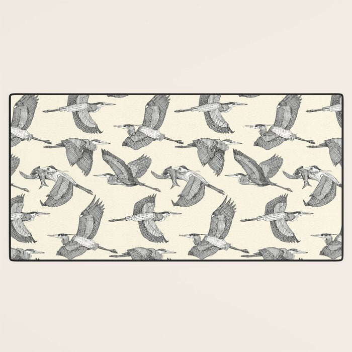 great blue herons pearl Desk Mat Gallery Image 3