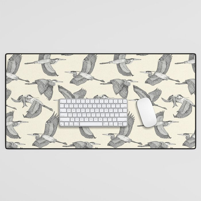 great blue herons pearl Desk Mat Gallery Image 1