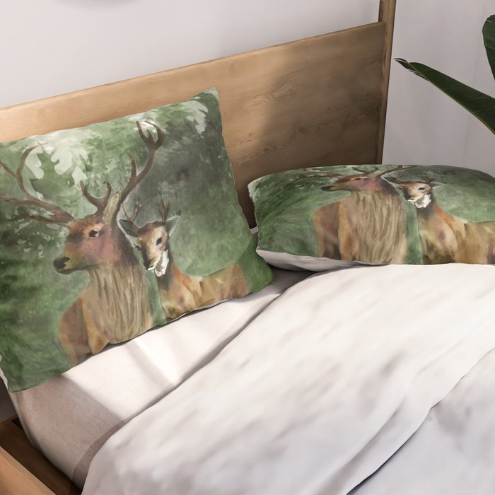 Deers in the Forest Pillow Sham Gallery Image 2