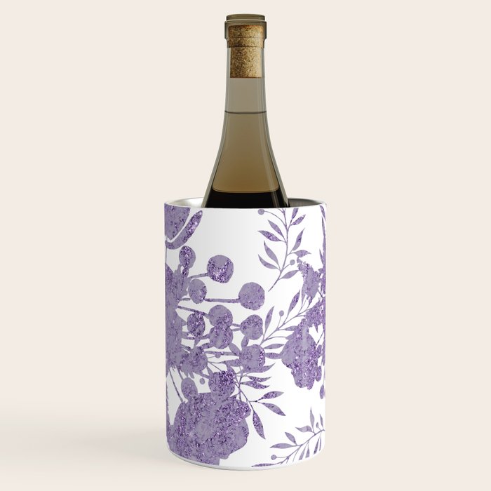Elegant Lavender Purple White Glitter Floral Wine Chiller Gallery Image 3