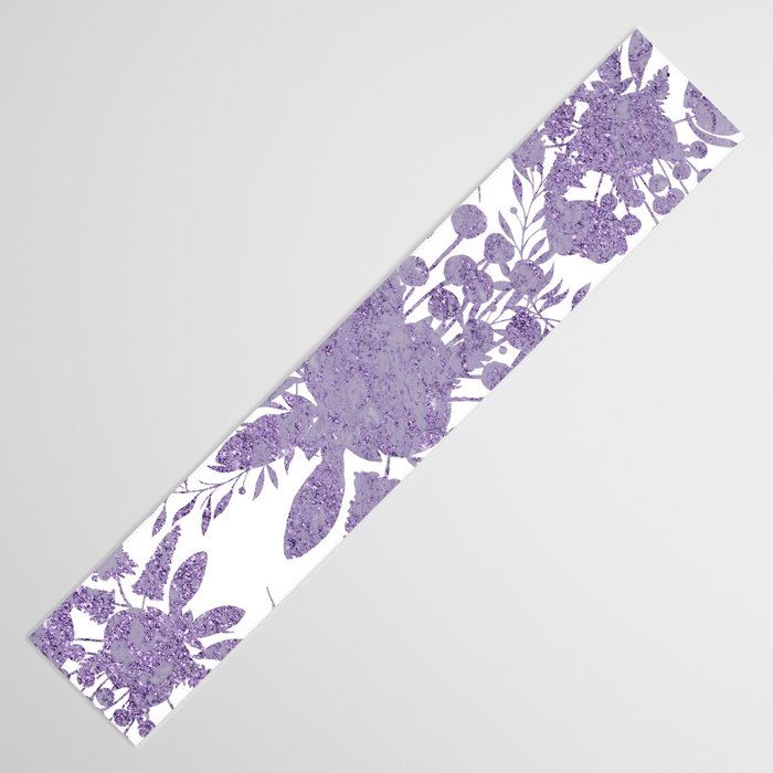 Elegant Lavender Purple White Glitter Floral Table Runner Gallery Image 3